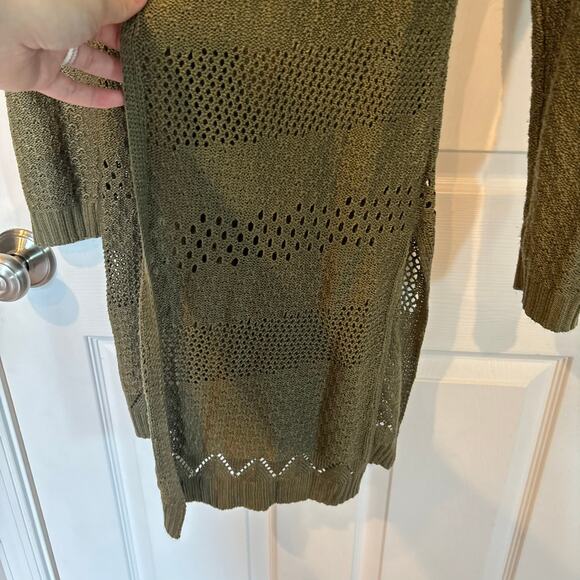 99 Jane Street Open Front Cardigan Olive Green Small - Picture 9 of 12